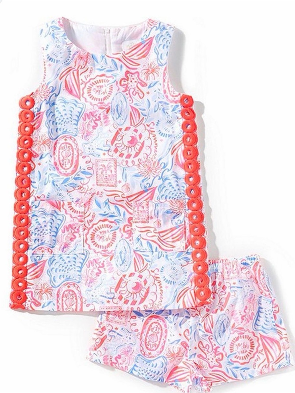 Lilly pulitzer girls Romey set size 14 sun sea sand vguc